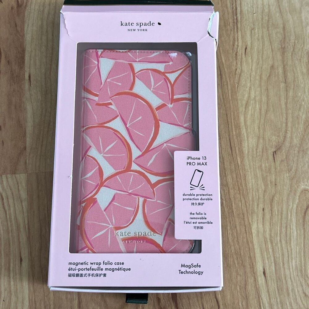 Kate Spade Grapefruit iPhone 13 Pro Max Magnetic Folio Case new NO INSIDE CASE